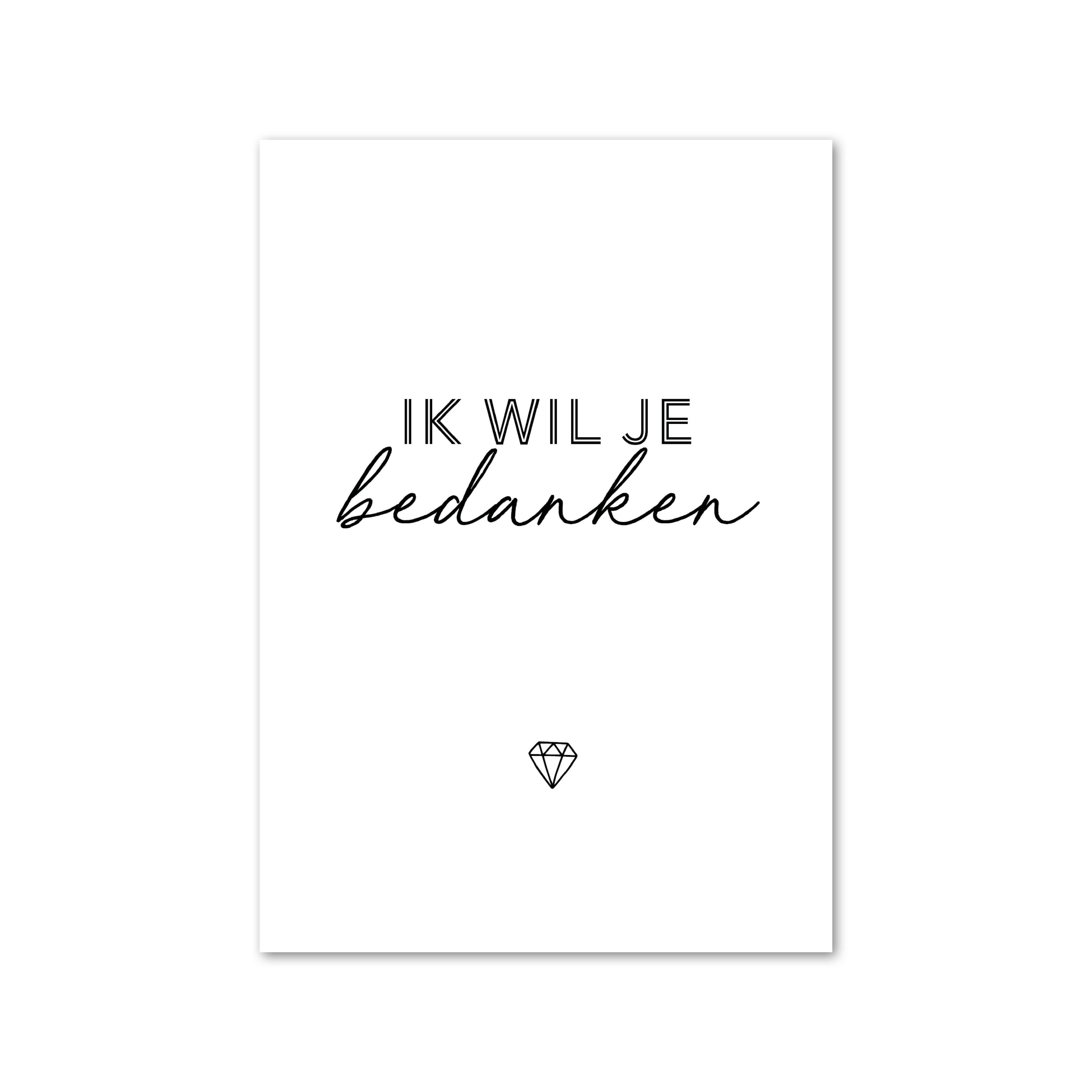 kaart -zw- ik wil je bedanken