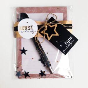 Notitieblokje met pen kerstcadeau